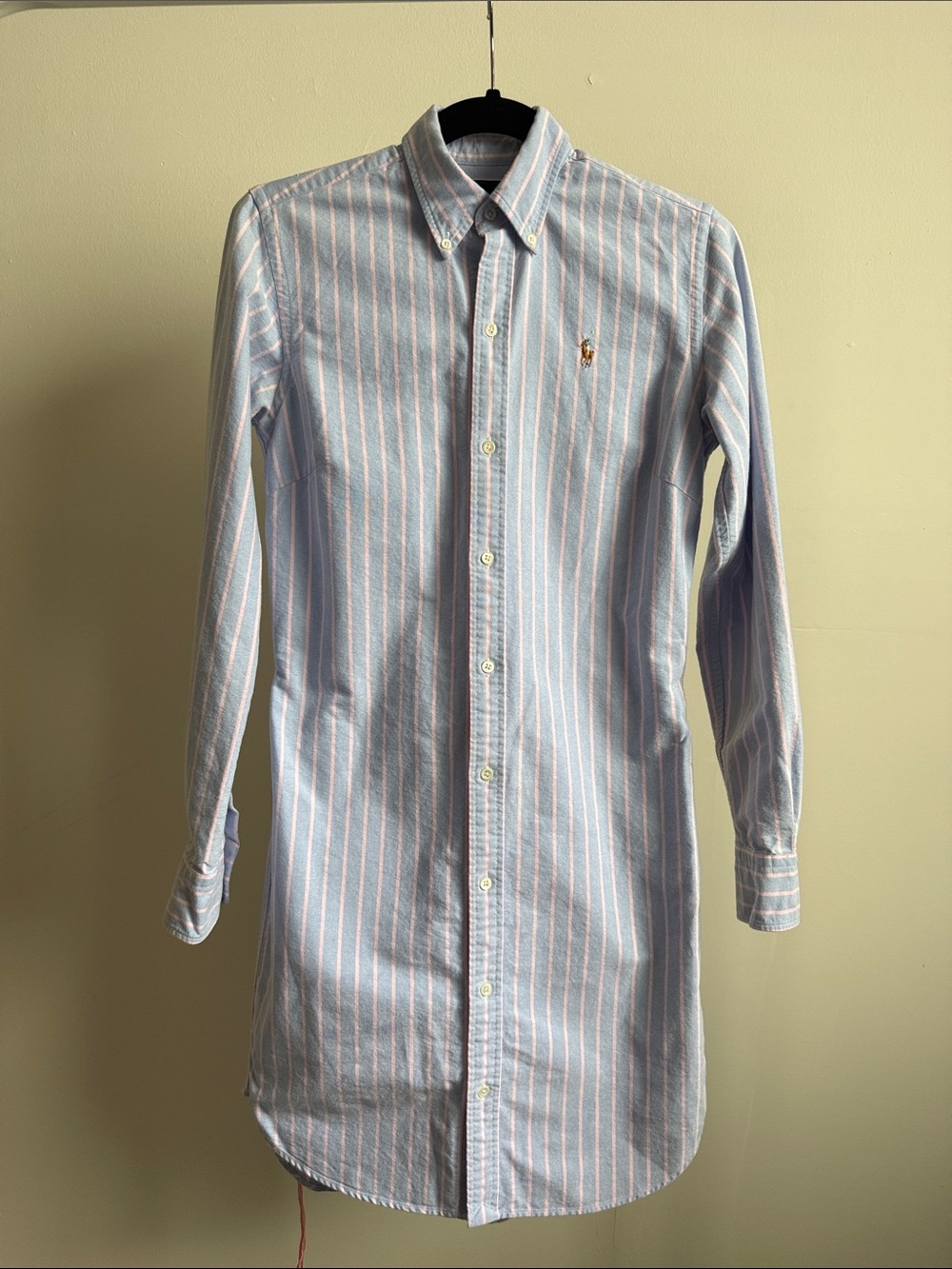 Ralph Lauren Light Blue & Pink Striped Long Sleeve Dress Shirt